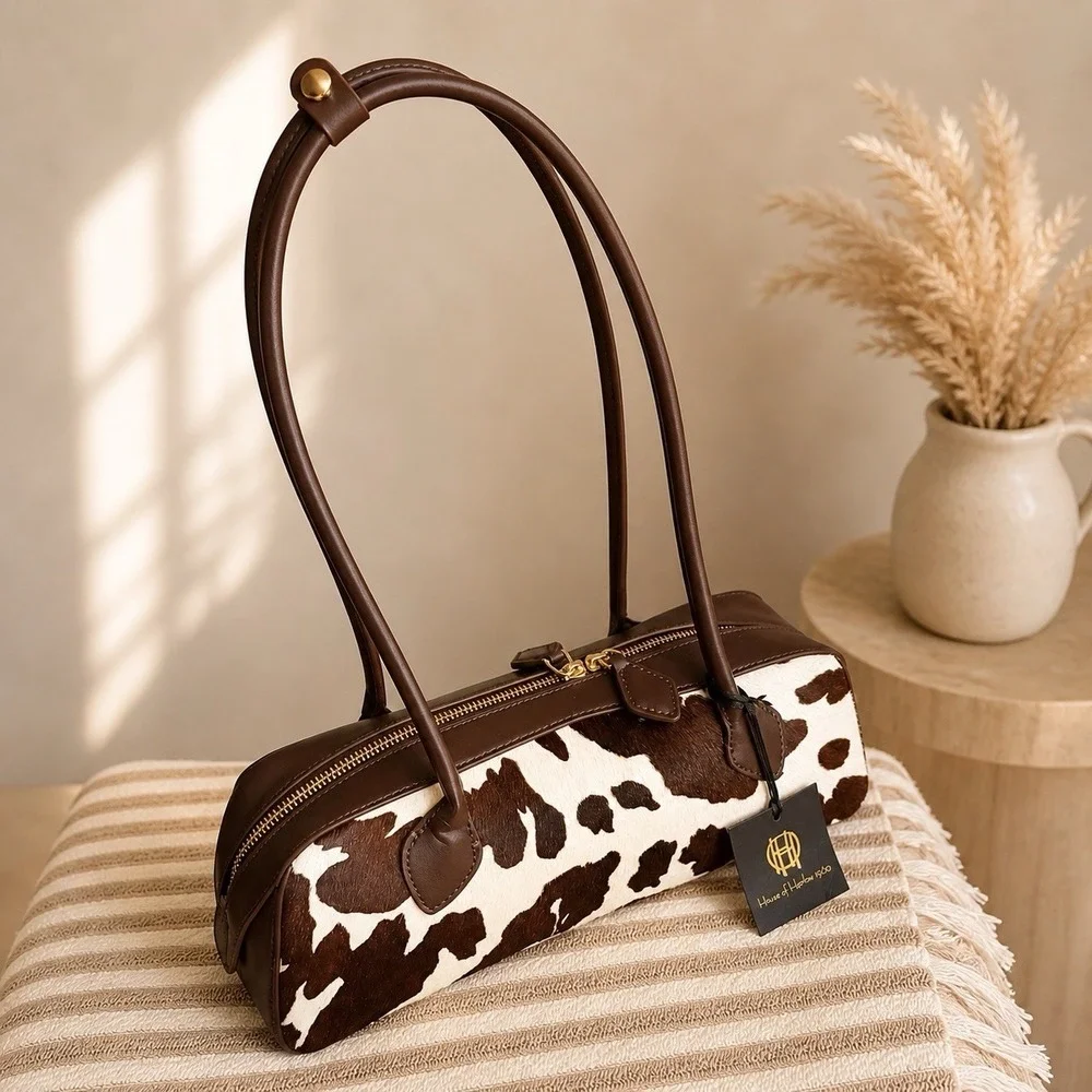 NWT House of Harlow 1960 Brown and Black Cow Print (genuine calf hair) handbag - Picture 4 of 7